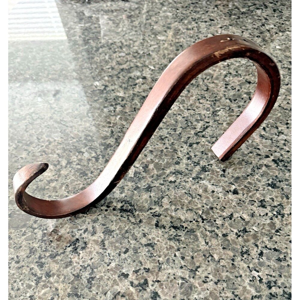Vintage Large Wooden S Hook Wall Door Hanger 11" Coat Towel Plant Hanger Light